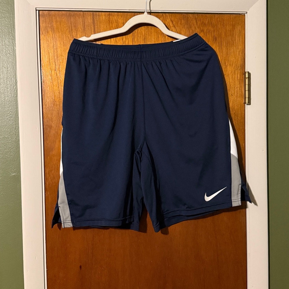 Nike Dark Blue Sports Shorts with White Swoosh